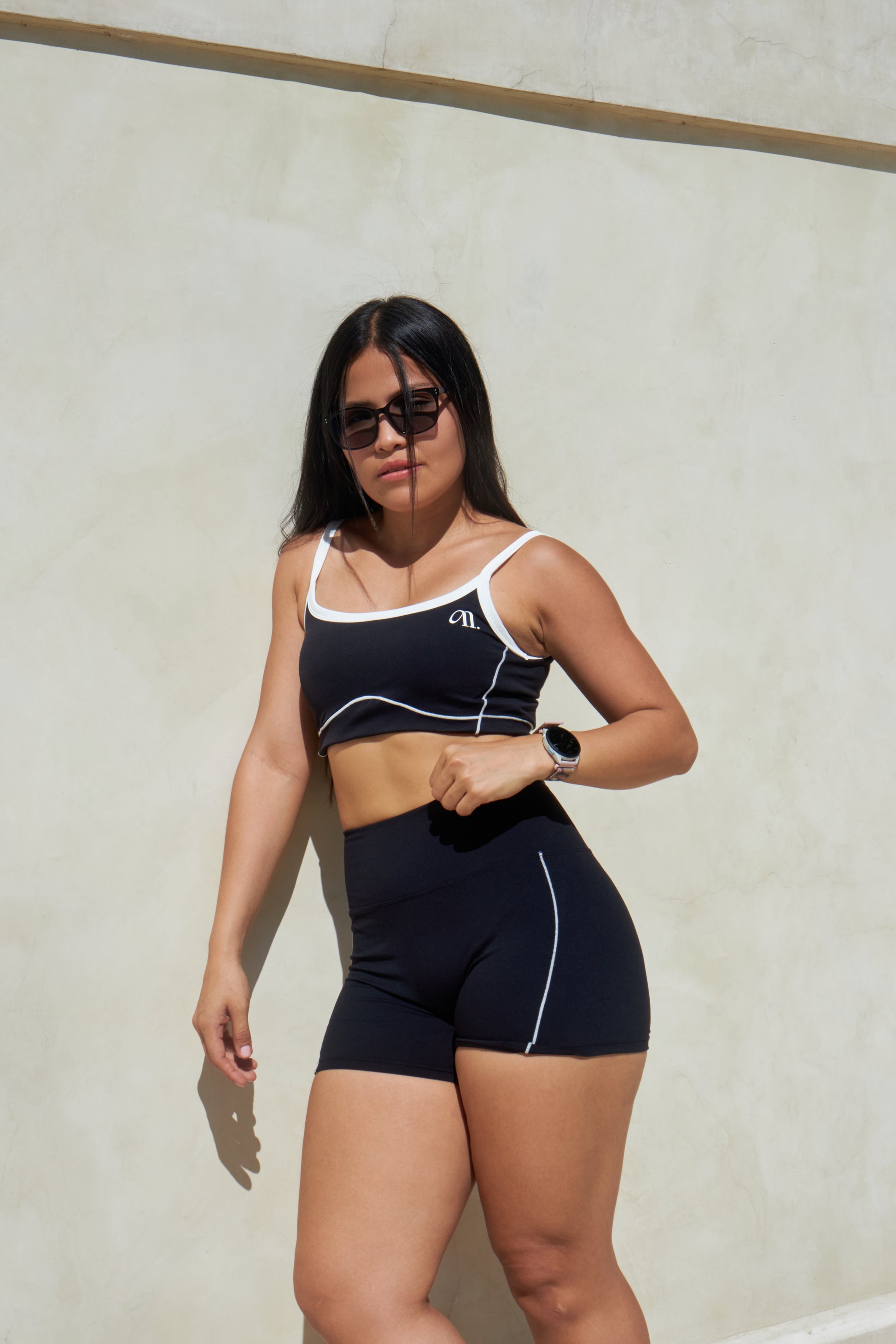 Set corto con líneas bicolor